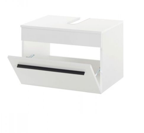 Waschbeckenunterschrank Design-D in wei� Hochglanz Badschrank h�ngend 60 x 44 cm