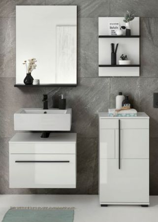 Badezimmer H�ngeregal Design-D in wei� und schwarz Wandregal 40 x 62 cm Regal h�ngend