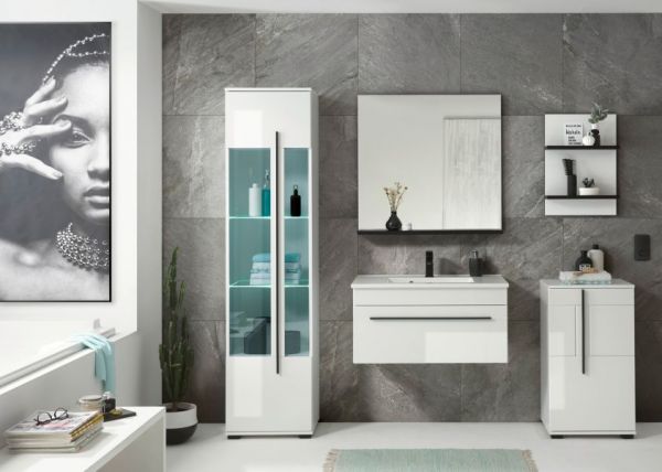 Badezimmer H�ngeregal Design-D in wei� und schwarz Wandregal 40 x 62 cm Regal h�ngend