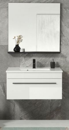 Badm�bel Set Design-D in wei� Hochglanz und schwarz Badkombination MIT Waschbecken 80 x 200 cm
