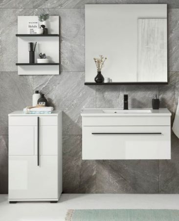 Badm�bel Set Design-D in wei� Hochglanz und schwarz Badkombination MIT Waschbecken 135 x 200 cm