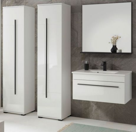 Badm�bel Set Design-D in wei� Hochglanz und schwarz Badkombination MIT Waschbecken 190 x 200 cm
