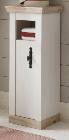 Badezimmer Kommode Rovola in Pinie wei� / Oslo Pinie Landhaus Badm�bel Midischrank 42 x 120 cm