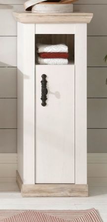 Badezimmer Kommode Rovola in Pinie wei� / Oslo Pinie Landhaus Badm�bel Midischrank 42 x 120 cm