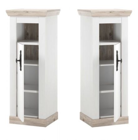 Badezimmer Kommode Rovola in Pinie wei� / Oslo Pinie Landhaus Badm�bel Midischrank 42 x 120 cm