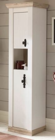 Badezimmer Hochschrank Rovola in Pinie wei� / Oslo Pinie Landhaus Badschrank 42 x 200 cm