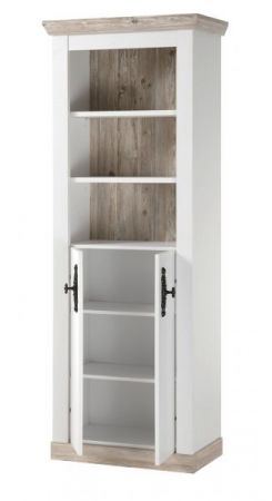 Badezimmer Hochschrank Rovola in Pinie wei� / Oslo Pinie Landhaus Badschrank 65 x 200 cm