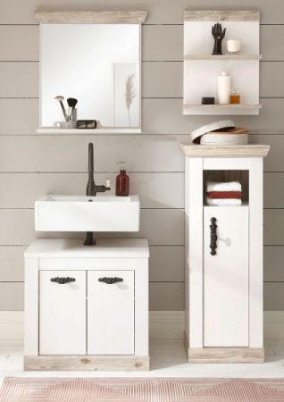 Badezimmer H�ngeregal Rovola in Pinie wei� / Oslo Pinie Landhaus Wandregal 40 x 62 cm Regal h�ngend