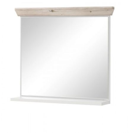Badezimmer Spiegel Rovola in Pinie wei� / Oslo Pinie Landhaus Badspiegel mit Ablage 80 x 72 cm