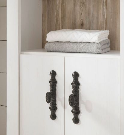Badkombination Rovola in Pinie wei� / Oslo Pinie Landhaus Badm�bel Set 4-tlg. MIT Waschbecken 166 x 200 cm
