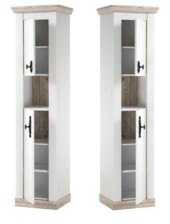 Badkombination Rovola in Pinie wei� / Oslo Pinie Landhaus Badm�bel Set 5-tlg. h�ngend MIT Waschbecken 205 x 200 cm