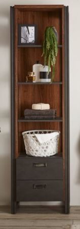 Badezimmer Regal Auburn in Eiche Stirling und Matera grau Badm�bel Hochschrank 49 x 202 cm