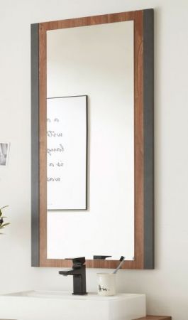 Badezimmer Spiegel Auburn in Eiche Stirling und Matera grau Badm�bel Wandspiegel 54 x 108 cm