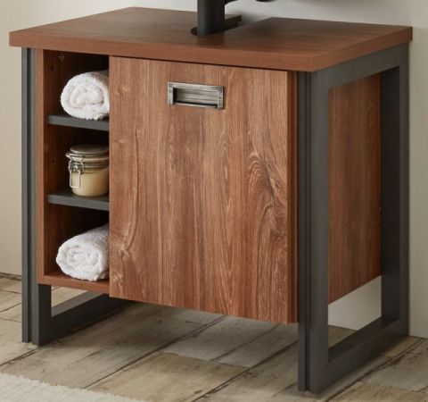 Badezimmer Waschbeckenunterschrank Auburn in Eiche Stirling und Matera grau Badm�bel Unterschrank 61 x 62 cm