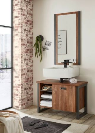 Badezimmer Waschbeckenunterschrank Auburn in Eiche Stirling und Matera grau Badm�bel Unterschrank 81 x 62 cm