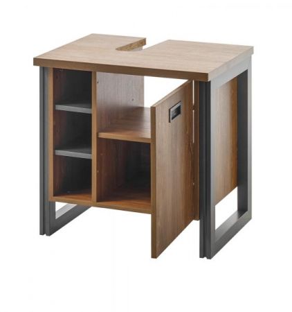 Badm�bel Set 2-teilig Auburn in Eiche Stirling und Matera grau Badkombination Waschbeckenunterschrank und Spiegel 61 x 205 cm