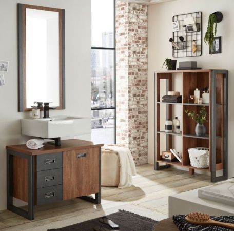 Badm�bel Set 3-teilig Auburn in Eiche Stirling und Matera grau Badkombination 191 x 205 cm