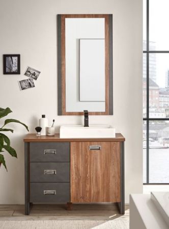 Badm�bel Set 4-teilig Auburn in Eiche Stirling und Matera grau Badkombination MIT Waschbecken 201 x 205 cm