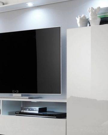 Wohnzimmer: Wohnwand Win wei� Hochglanz (208 x 165 cm) 4-teilig