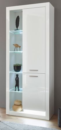 Vitrine Ladis in wei� Hochglanz Vitrinenschrank 80 x 195 cm