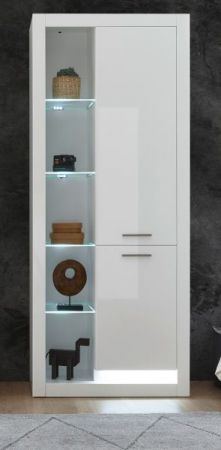Vitrine Ladis in wei� Hochglanz Vitrinenschrank 80 x 195 cm