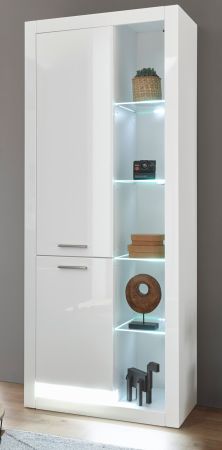 Vitrine Ladis in wei� Hochglanz Vitrinenschrank 80 x 195 cm