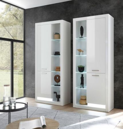 Vitrine Ladis in wei� Hochglanz Vitrinenschrank 80 x 195 cm