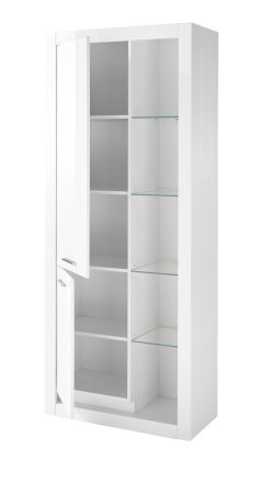 Vitrine Ladis in wei� Hochglanz Vitrinenschrank 80 x 195 cm