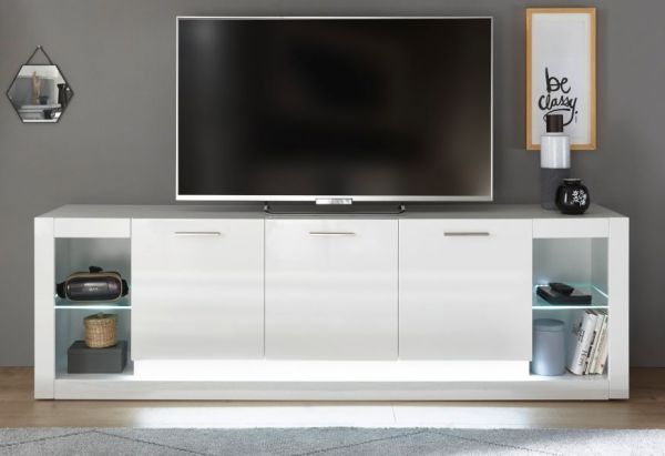 TV-Lowboard Ladis in wei� Hochglanz TV Unterteil in Komforth�he XL-Board 198 x 61 cm