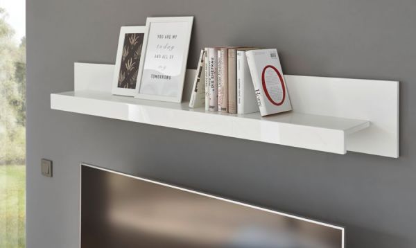 Wandboard Ladis in wei� Hochglanz Wandregal 150 x 21 cm