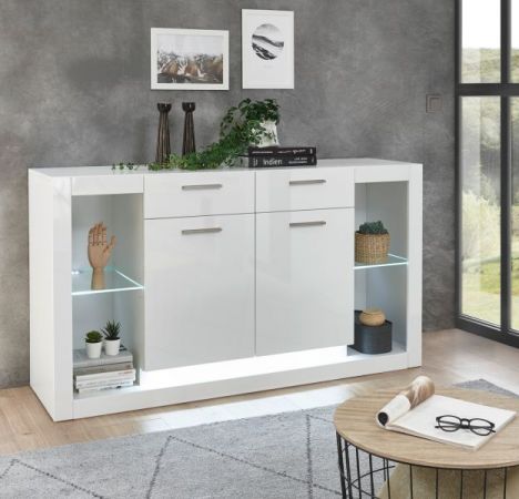 Sideboard Ladis in wei� Hochglanz Kommode 150 x 83 cm