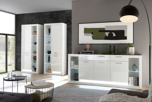 Sideboard Ladis in wei� Hochglanz Kommode 150 x 83 cm
