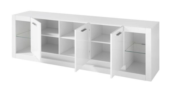 Wohnwand Ladis in wei� Hochglanz Schrankwand 298 x 198 cm