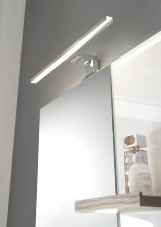 Badm�bel Set Dense in wei� Hochglanz Lack und Eiche Badkombination MIT Waschbecken und Badlampe 130 x 200 h�ngend / stehend