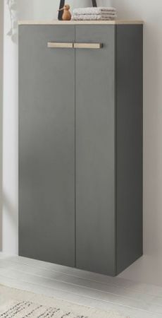 Badezimmer Kommode Dense in anthrazit matt und Eiche Midischrank h�ngend / stehend 51 x 110 cm