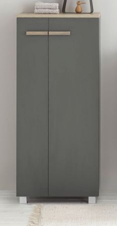 Badezimmer Kommode Dense in anthrazit matt und Eiche Midischrank h�ngend / stehend 51 x 110 cm