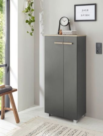 Badezimmer Kommode Dense in anthrazit matt und Eiche Midischrank h�ngend / stehend 51 x 110 cm