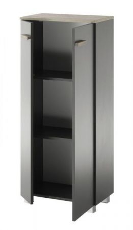 Badezimmer Kommode Dense in anthrazit matt und Eiche Midischrank h�ngend / stehend 51 x 110 cm
