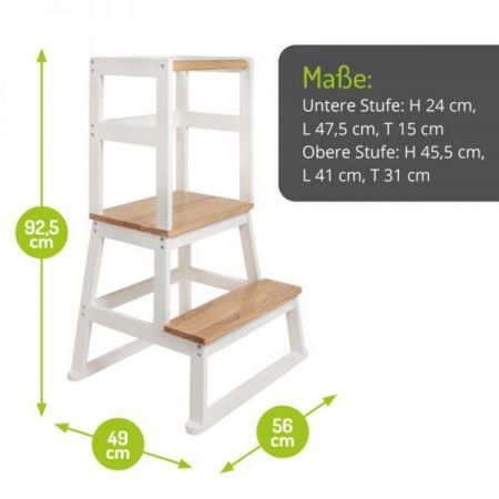 BOMI� Lernturm Swubi in wei� und natur Learning Tower Stehhilfe f�r Kinder
