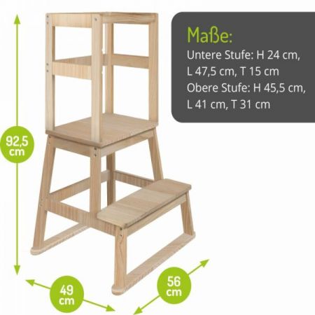 BOMI� Lernturm Swubi in Kiefer naturbelassen Learning Tower Stehhilfe f�r Kinder