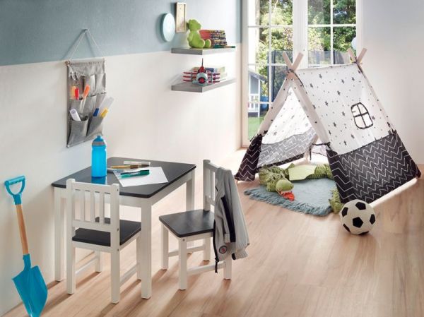 BOMI� Kindersitzgruppe Amy in wei� und grau Sitzgruppe Kindertisch und 2 x Stuhl