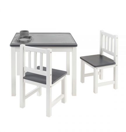 BOMI� Kindersitzgruppe Amy in wei� und grau Sitzgruppe Kindertisch und 2 x Stuhl