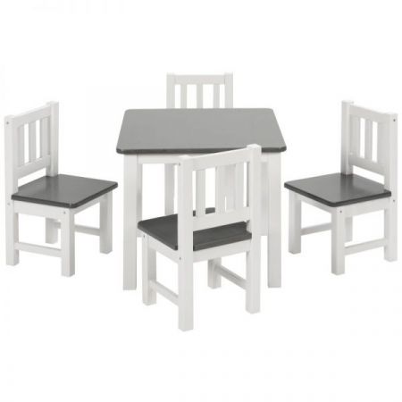 BOMI� Kindersitzgruppe Amy in wei� und grau Sitzgruppe Kindertisch und 4 x Stuhl