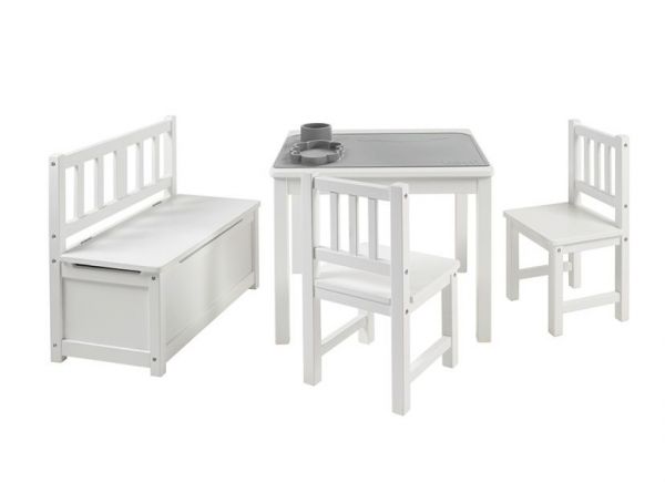 BOMI� Kindersitzgruppe Anna in wei� Sitzgruppe Kindertisch, Truhenbank und 2 x Stuhl