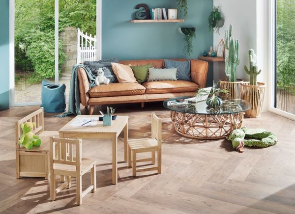 BOMI� Kindersitzgruppe Anna in Kiefer naturbelassen Sitzgruppe Kindertisch, Truhenbank und 2 x Stuhl