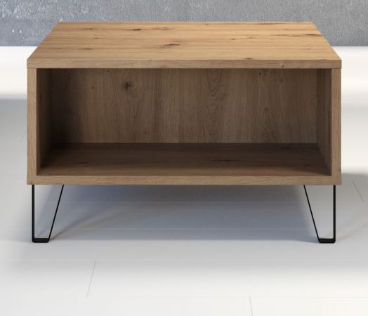 Couchtisch Linea in Eiche Artisan Beistelltisch quadratisch mit Ablage 60 x 60 cm