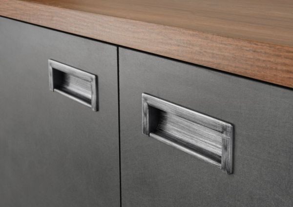 Highboard Auburn in Eiche Stirling und Matera grau Vitrine 90 x 140 cm