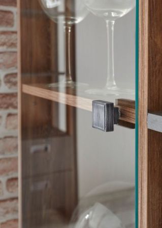 Highboard Auburn in Eiche Stirling und Matera grau Vitrine 90 x 140 cm
