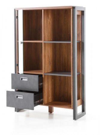 Highboard Auburn in Eiche Stirling und Matera grau Vitrine 90 x 140 cm