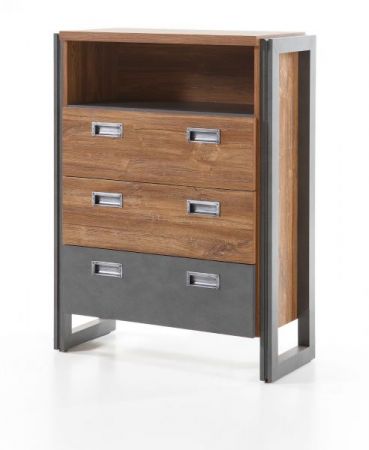 Kommode Auburn in Eiche Stirling und Matera grau Sideboard 75 x 100 cm Schubladenkommode